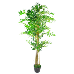 150cm (5ft) Natural Look Artificial Bamboo Plants Trees - XL with Copper Metal Planter Leaf