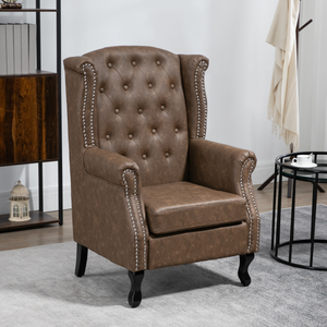 Chesterfield-style Wing Back Armchair Tufted Accent Chair Brown HOMCOM