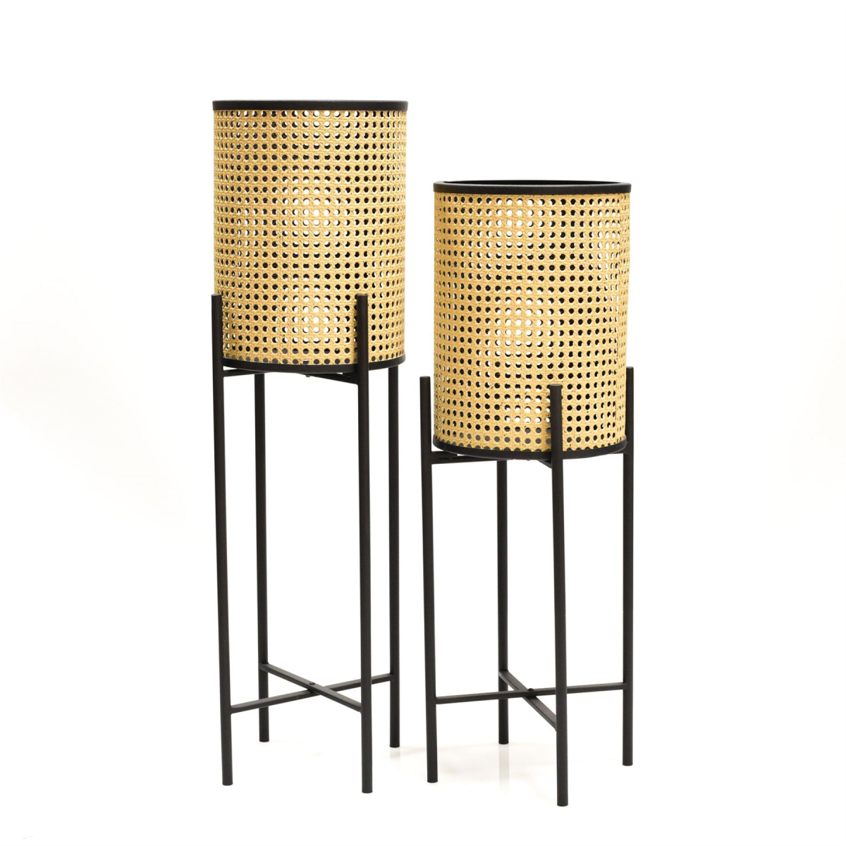 Hestia Set of 2 Rattan Footed Planters 71cm & 81cm Hestia�