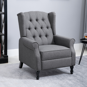 Recliner Armchair for Living Room Fabric Reclining Chair w/ Footrest Light Grey HOMCOM