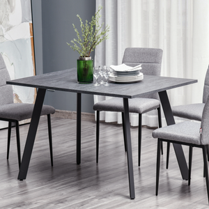 Modern Rectangular Dining Table with Metal Legs Indoor, Dark Grey Unbranded