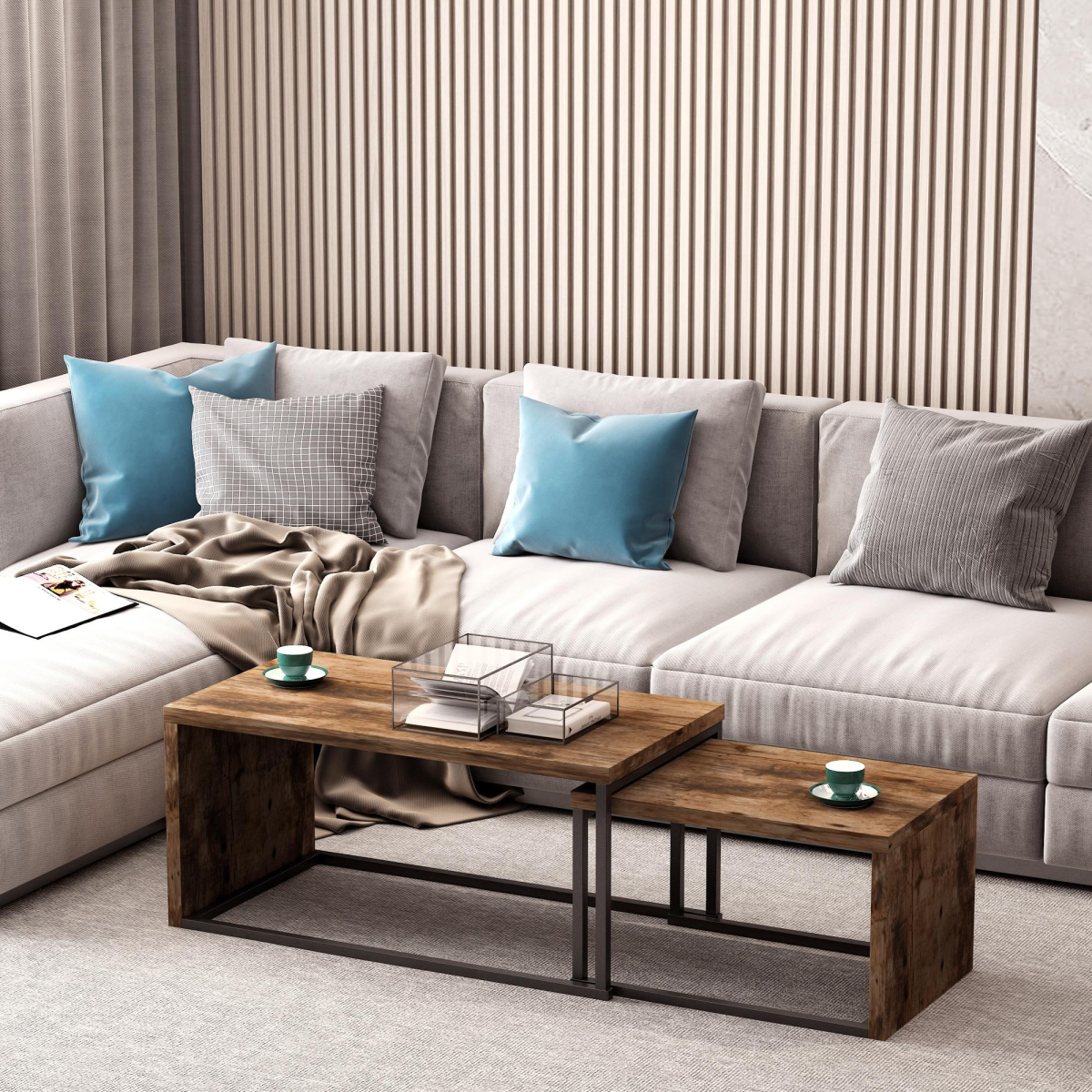 HOMCOM Set of 2 Coffee Tables, Side Table, Tea Table for Living Room Bedroom Unbranded