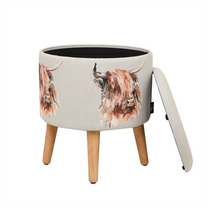 Meg Hawkins Storage Footstool - Highland Cow Widdop