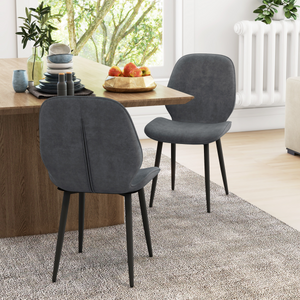 HOMCOM Dining Chairs Set of 2, Upholstered Kitchen Chairs with Metal Legs, Grey HOMCOM
