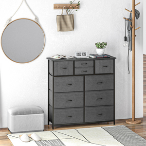 HOMCOM Bedroom Chest of Drawers Fabric Dresser w/ Foldable Drawers Black HOMCOM