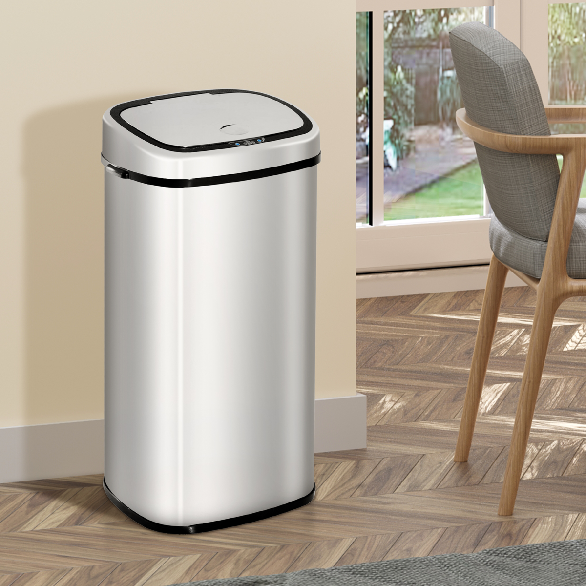 Sensor Bin 68 L Dustbin Stainless Steel Automatic Silver Dust-Silver HOMCOM