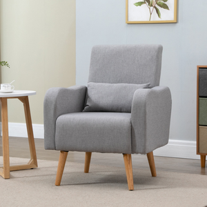 Nordic Leisure Lounge Sofa Accent Chair with Pillow for Bedroom Grey HOMCOM