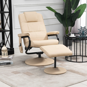 Freestanding Living Room Chair with High Density Cushion and Footrest Cream Unbranded