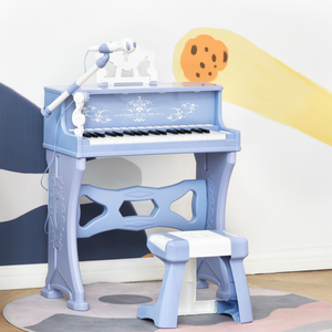 HOMCOM 37 Key Keyboard Battery Piano Kids Microphone Stool Educational Game HOMCOM