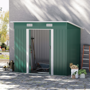 7 x 4ft Outdoor Garden Metal Storage Shed, Green Outsunny