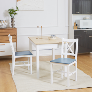 Dining Chairs Set of 2, Pine Wood Frame, Cross Back for Kitchen White HOMCOM