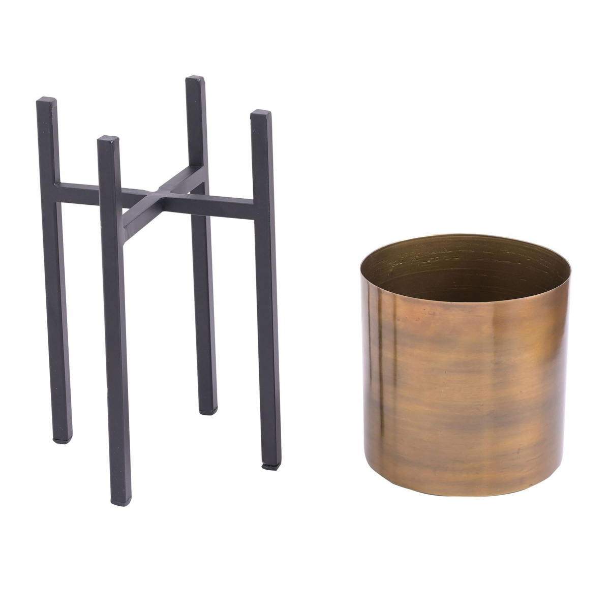 Country Living Set of 2 Iron Planters on Stands Gold & Bronze Widdop