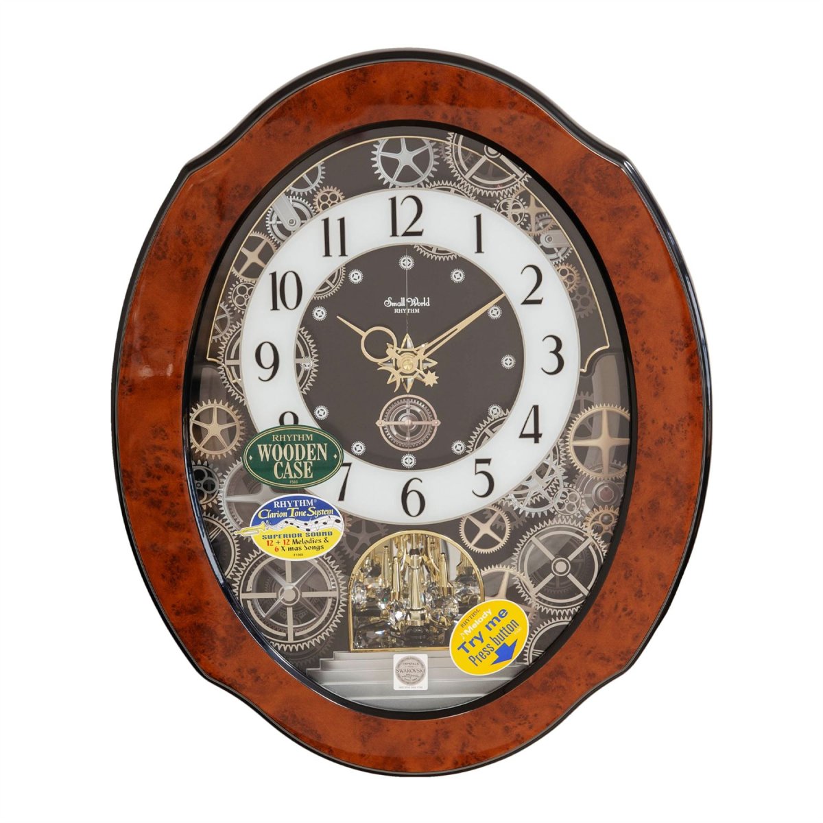 Rhythm Magic Motion Clock Crystal Decoration Wood Effect Widdop