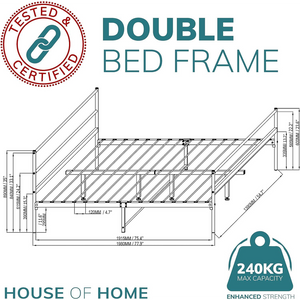 Extra Strong Double Metal Bed Frame In Black - Improved House of Home
