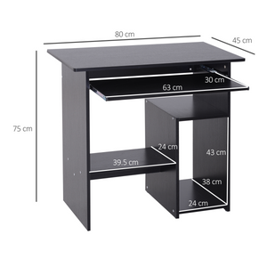Computer Desk, 73.5H cm-Black HOMCOM