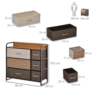 HOMCOM 7-Drawer Dresser, Fabric Chest of Drawers, Storage Organizer Unbranded