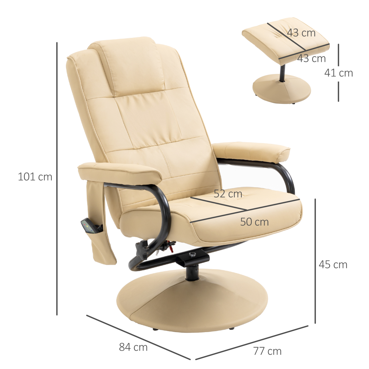 Freestanding Living Room Chair with High Density Cushion and Footrest Cream Unbranded