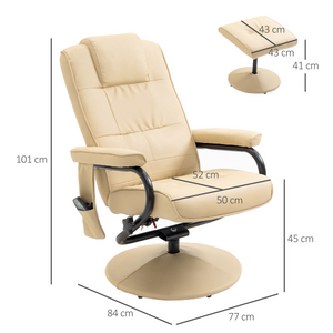 Freestanding Living Room Chair with High Density Cushion and Footrest Cream Unbranded