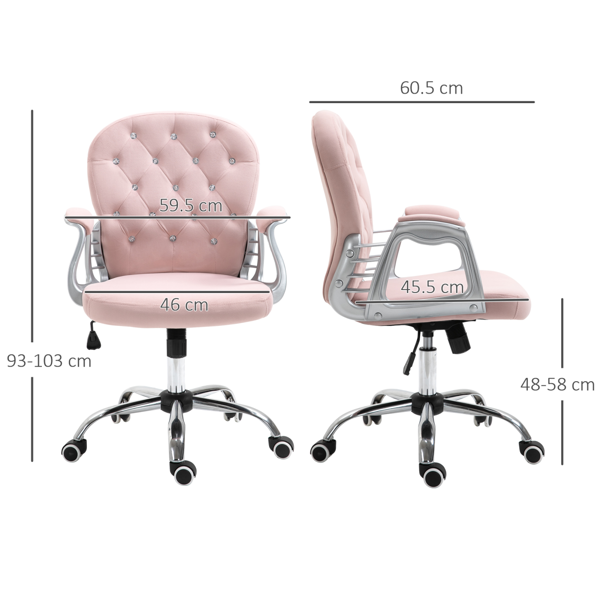 Office Chair Luxury Velour Diamond Tufted Padded Ergonomic 360� Swivel Pink Unbranded