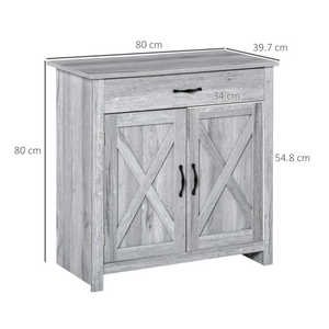 Farmhouse Barn Door Sideboard Buffet Storage Cabinet Coffee Bar Grey Grain Unbranded