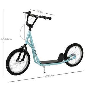 HOMCOM 90-96cm Kids Kick Scooter Adjustable Handlebar Inflatable Wheels Blue HOMCOM