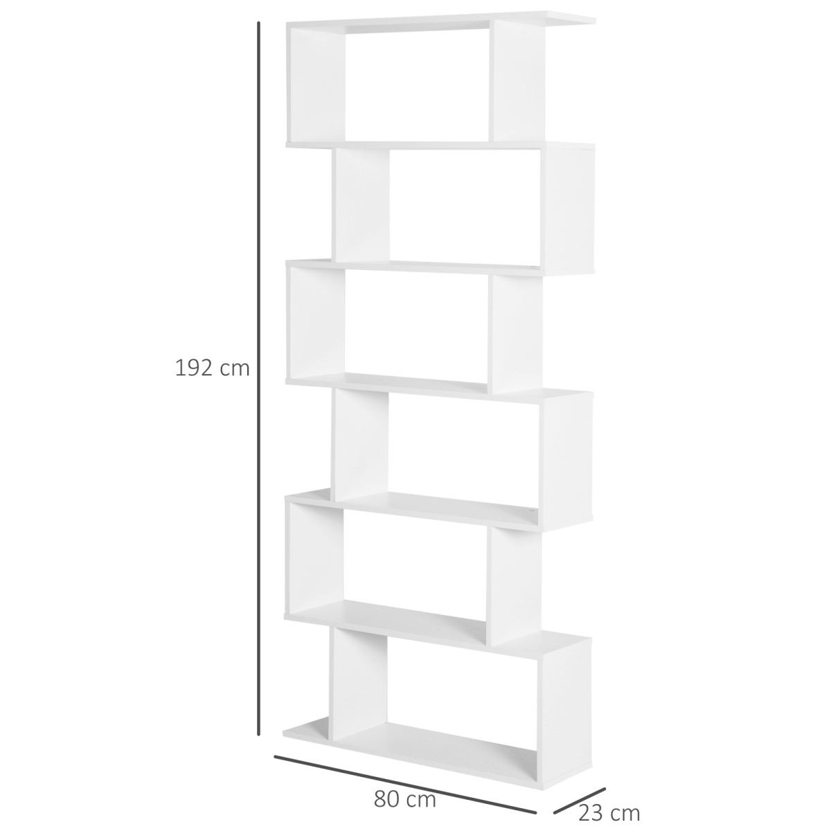 Particle Board 6-Tier Asymmetrical Shelving Unit White HOMCOM