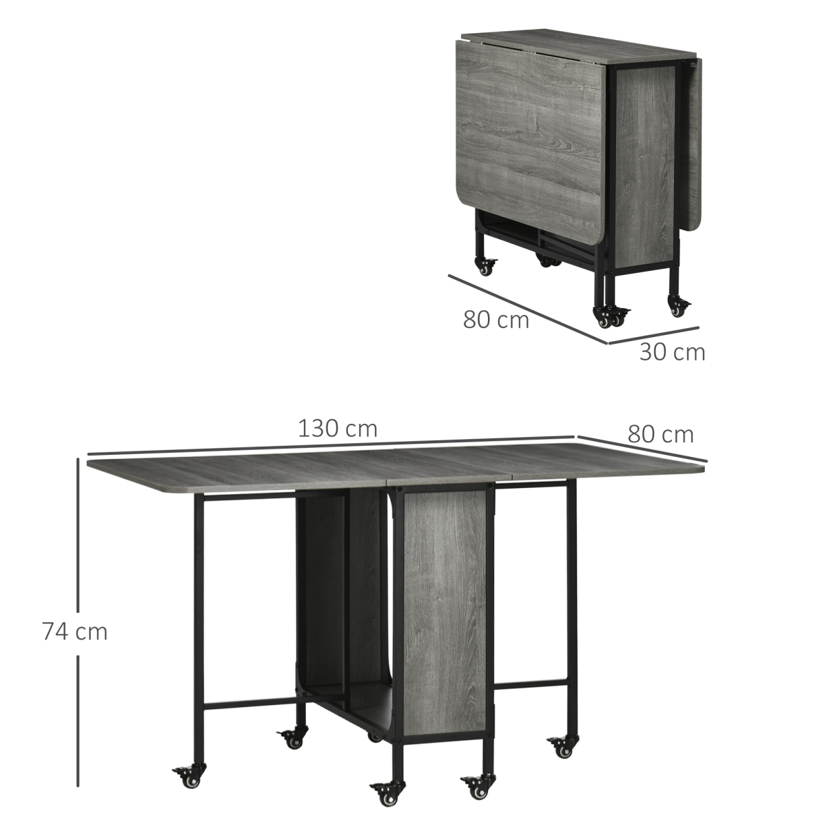 Mobile Drop Leaf Table Folding Kitchen Table Extendable Dining Table HOMCOM