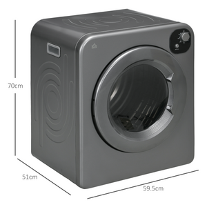 HOMCOM 6kg Vented Tumble Dryer with 7 Dry Programmers for Small Spaces Grey HOMCOM