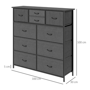 HOMCOM Bedroom Chest of Drawers Fabric Dresser w/ Foldable Drawers Black HOMCOM