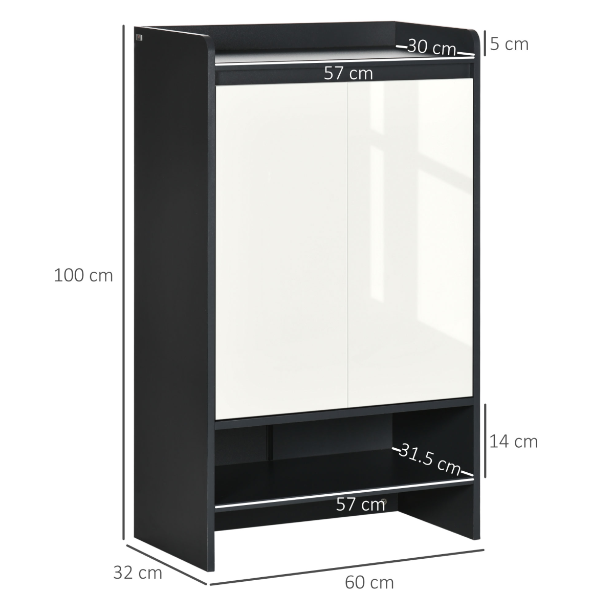 Modern Shoe Cupboard for Hallway with Open Compartment and Adjustable Shelves Unbranded