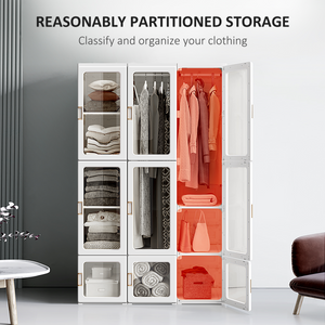 HOMCOM Portable Wardrobe, Clothes Organiser with Hanging Rods, White HOMCOM
