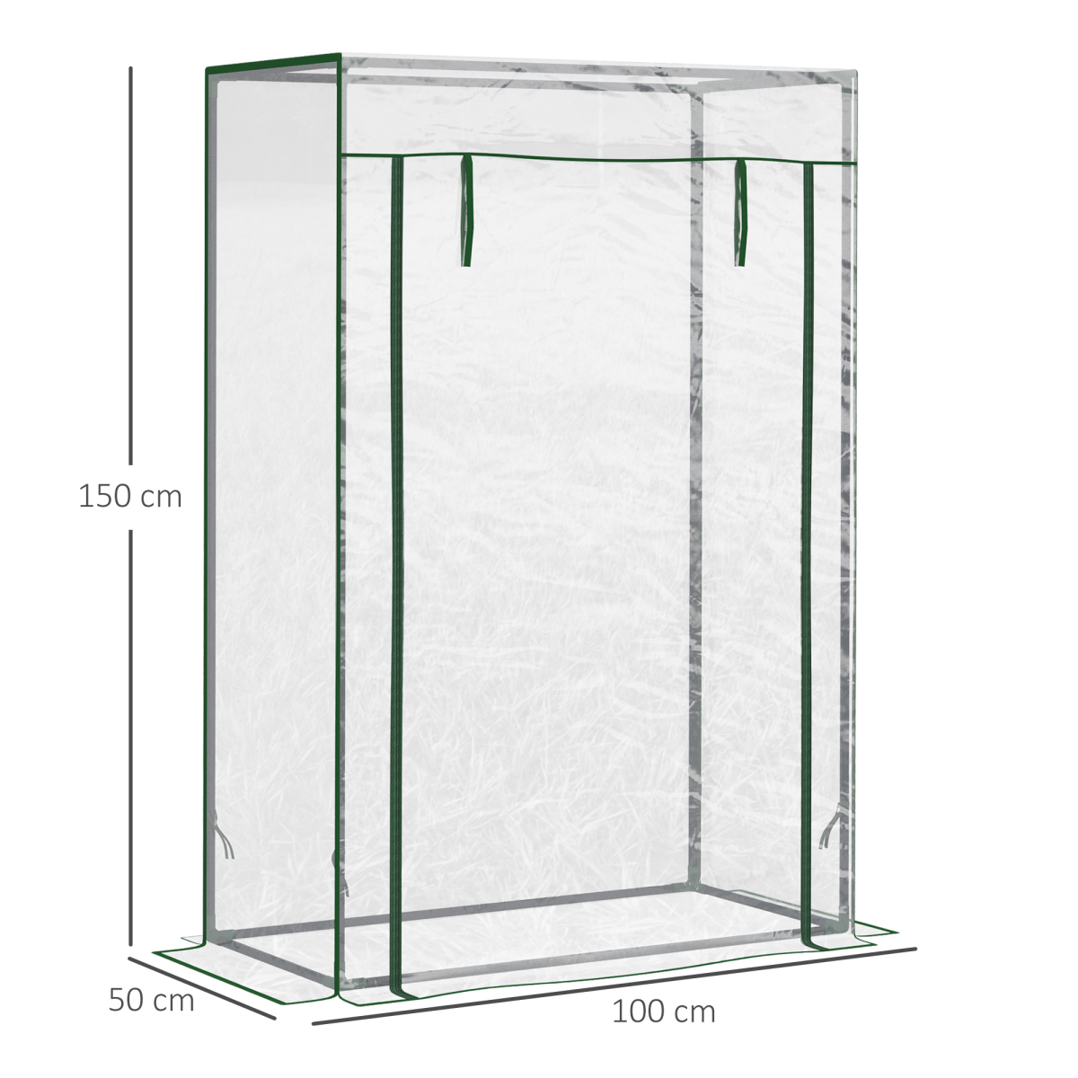 100x50x150cm Greenhouse Steel Frame PVC Cover with Roll-up Door Outdoor Green Outsunny