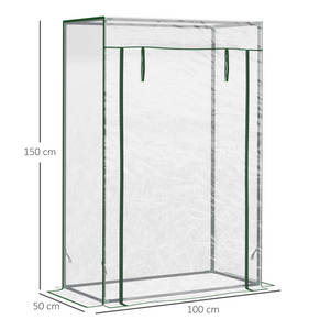 100x50x150cm Greenhouse Steel Frame PVC Cover with Roll-up Door Outdoor Green Outsunny