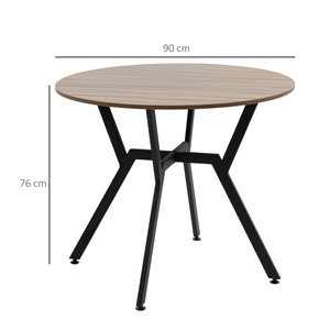 Industrial Dining Table with Round Top Steel Legs for Kitchen Dining Room Brown Unbranded