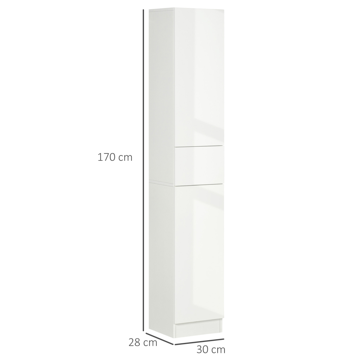 kleankin High Gloss Tall Bathroom Cabinet with Adjustable Shelves White Kleakin