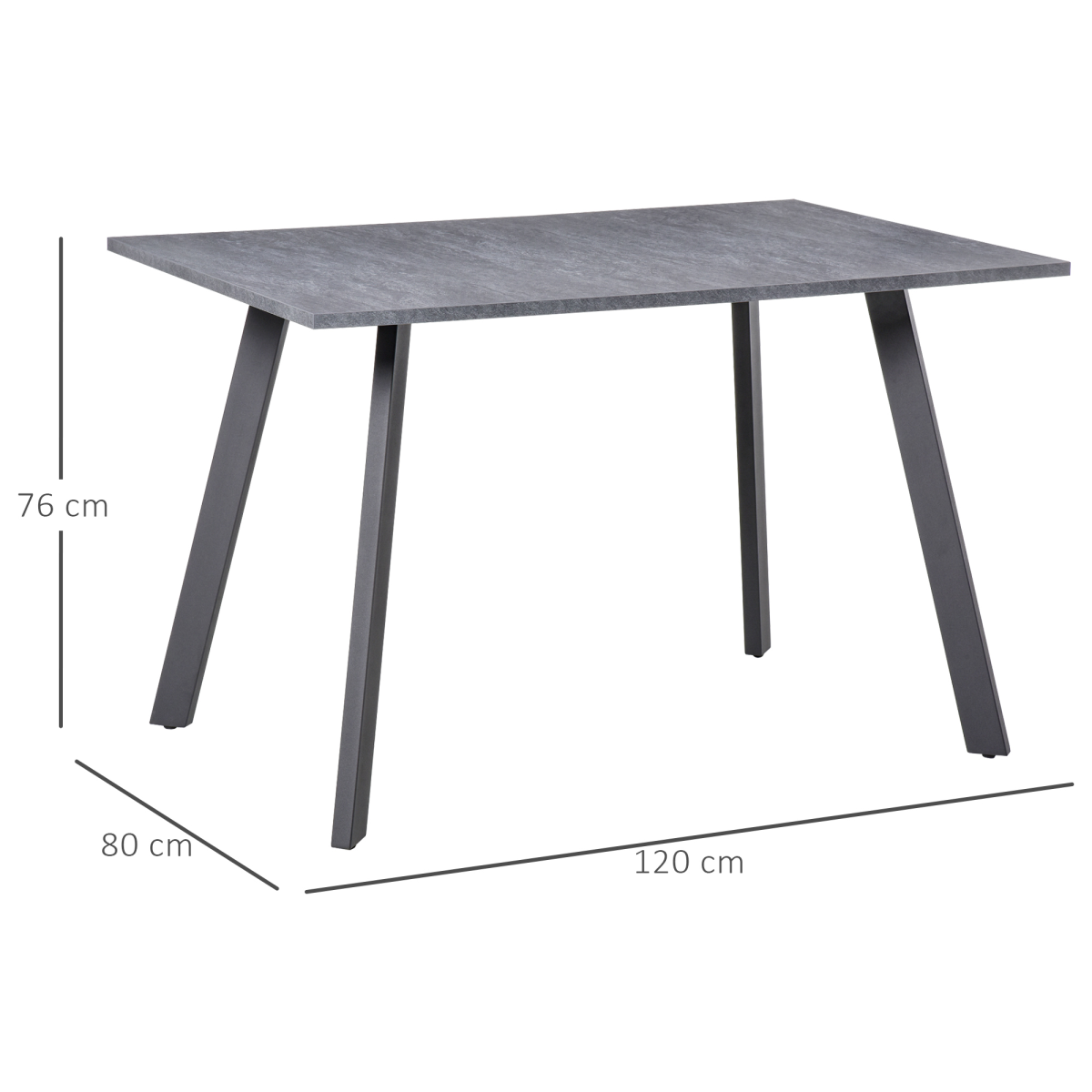 Modern Rectangular Dining Table with Metal Legs Indoor, Dark Grey Unbranded