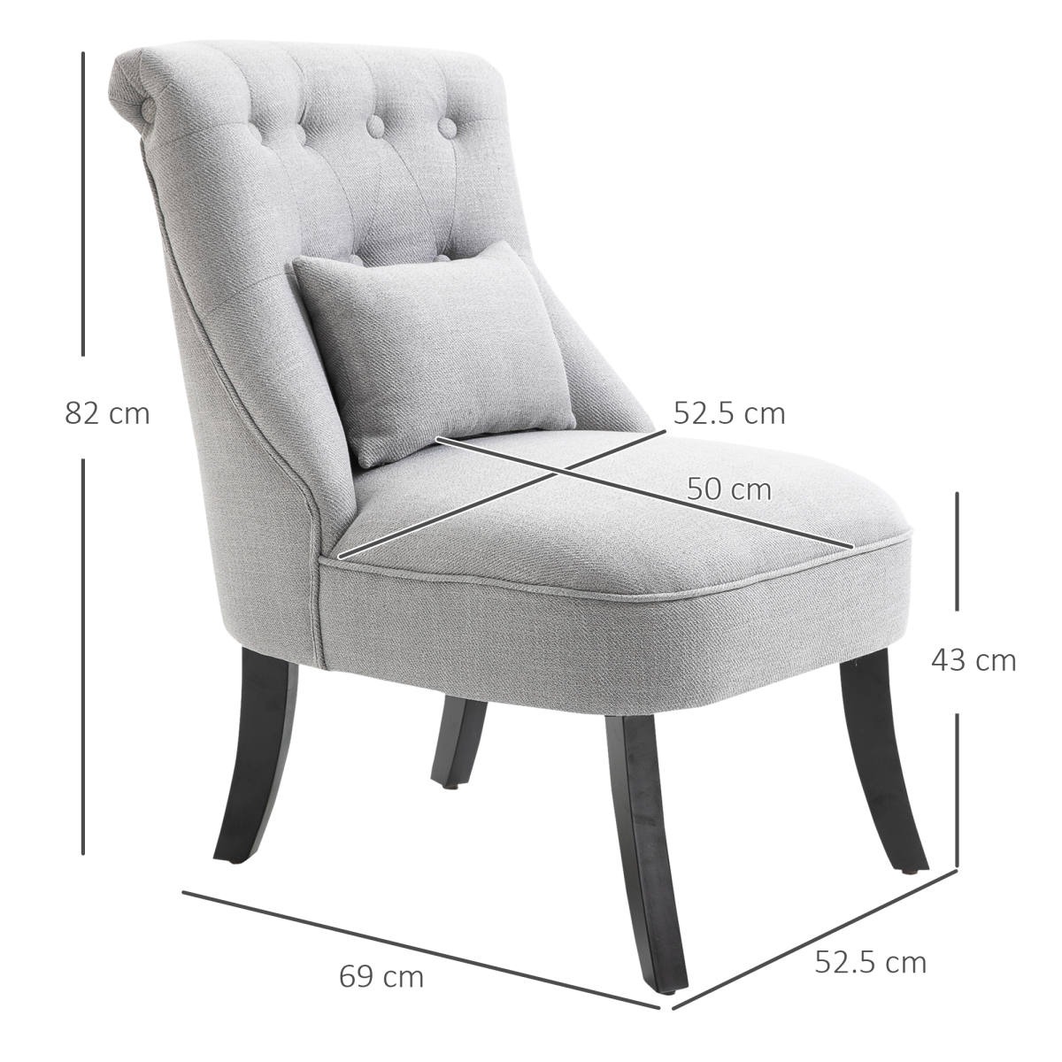 Fabric Single Sofa Dining Chair Upholstered W/ Pillow Solid Wood Leg Living Room HOMCOM