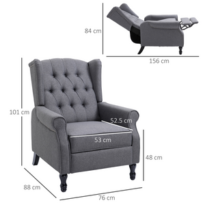 Recliner Armchair for Living Room Fabric Reclining Chair w/ Footrest Light Grey HOMCOM