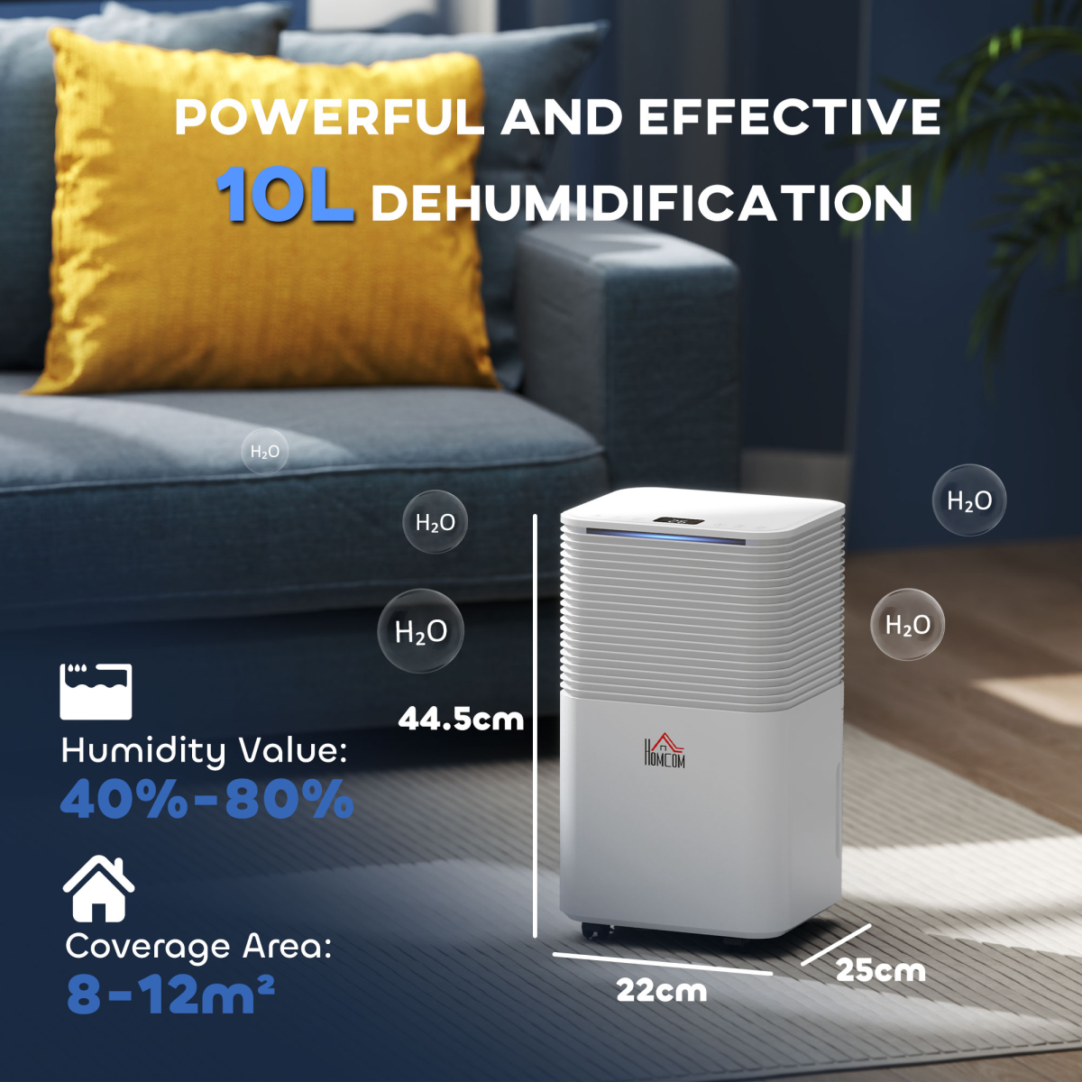 10L/Day 2000ML Portable Quiet Dehumidifier Home Laundry Room Electric Moisture HOMCOM
