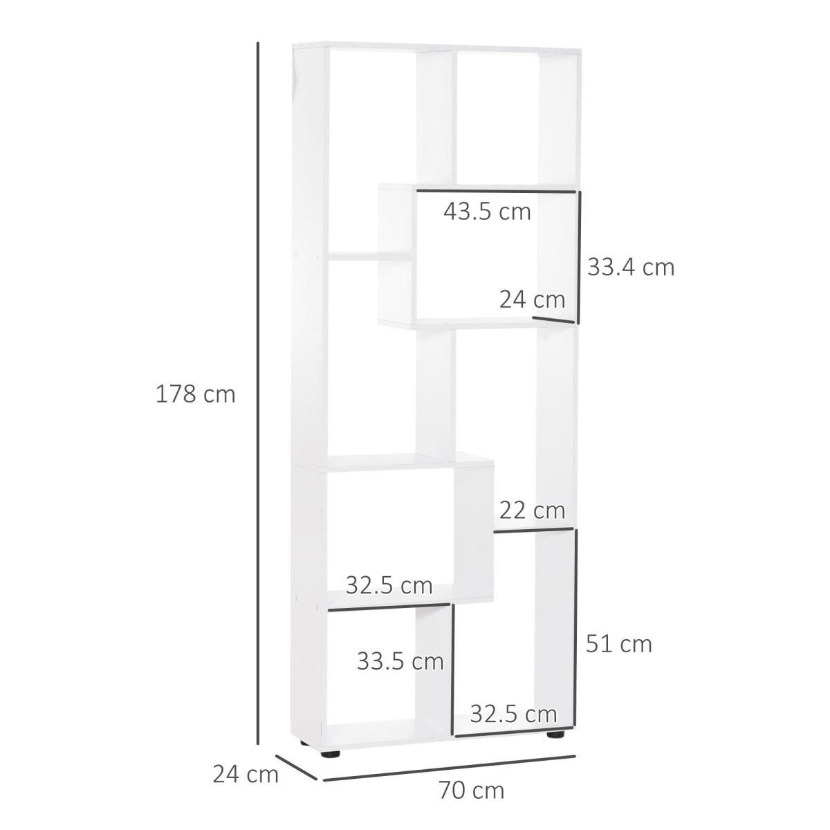 Multipurpose 8-Grid Bookshelf Decorative Shelf, Bathroom, Kitchen White Unbranded