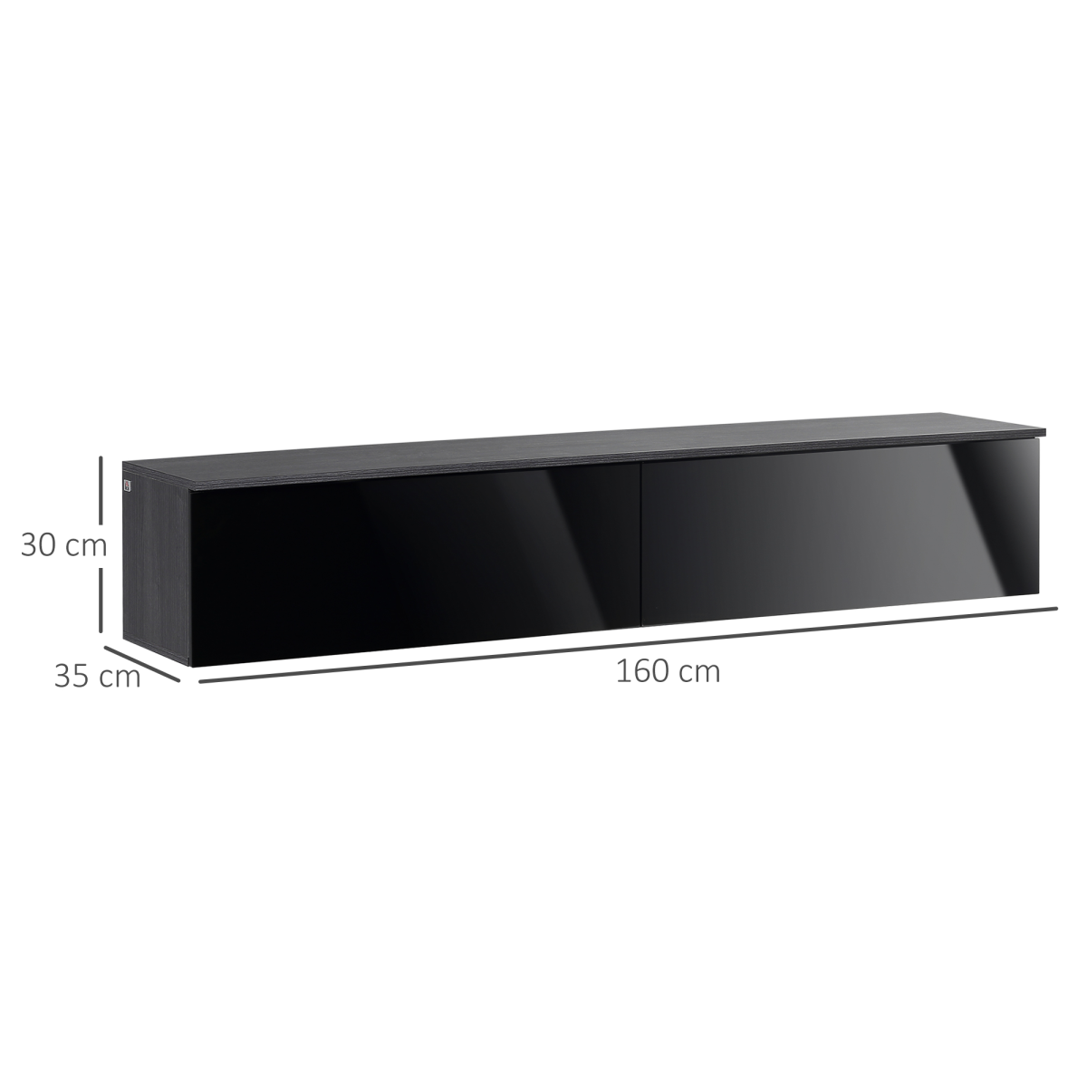 Floating TV Unit Stand, Wall Mount Media Console with Storage Cupboards Unbranded