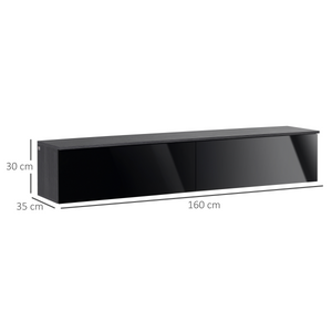 Floating TV Unit Stand, Wall Mount Media Console with Storage Cupboards Unbranded