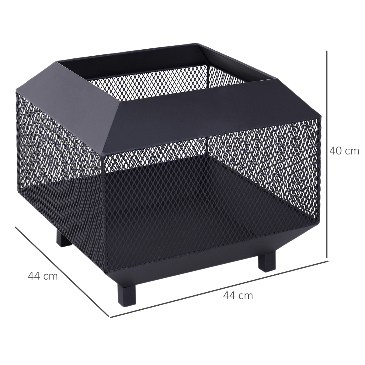 Outsunny Fire Pit, Square Shape, Steel-Black HOMCOM