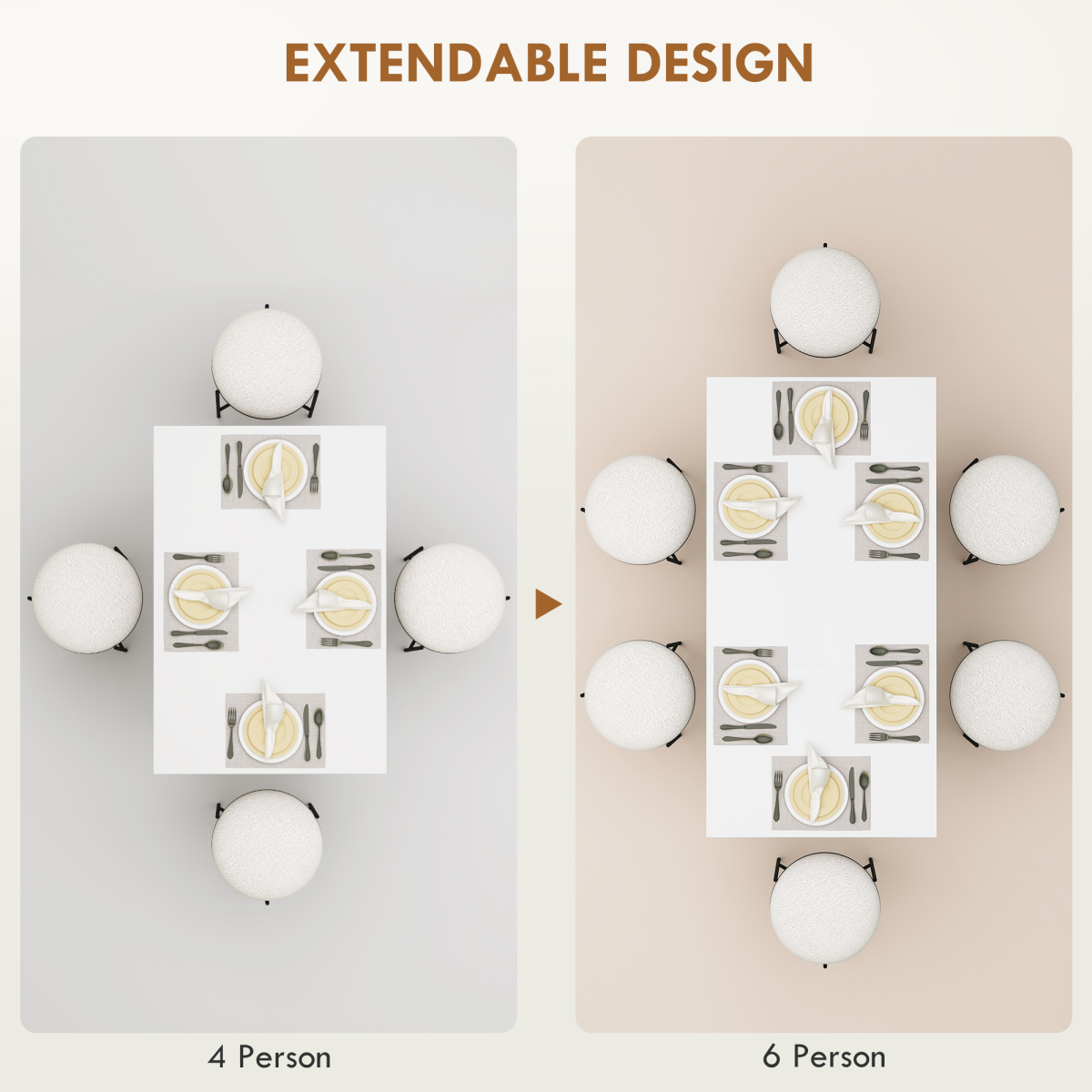 HOMCOM Extendable Dining Table, Seats 4-6 People, High Gloss White HOMCOM