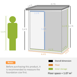 Garden Storage Shed, Sloped Roof, Lockable Door Green, 142x84x189cm Outsunny