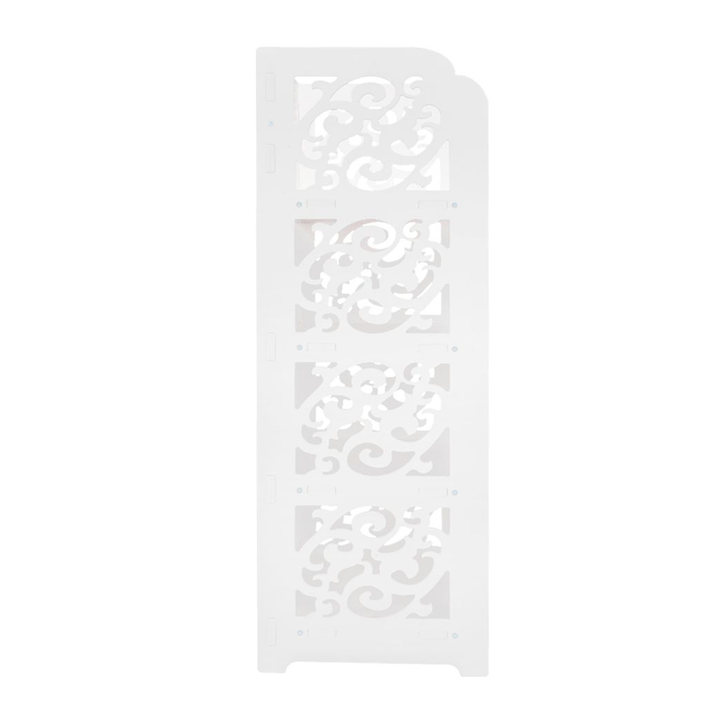 Wood-plastic Board Four Tiers Carved Shoe Rack White A N/A