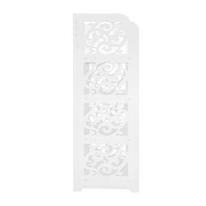 Wood-plastic Board Four Tiers Carved Shoe Rack White A N/A