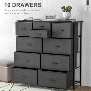 HOMCOM Bedroom Chest of Drawers Fabric Dresser w/ Foldable Drawers Black HOMCOM