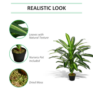 110cm/3.6FT Artificial Dracaena Tree Decorative Plant 40 Leaves Outsunny Unbranded