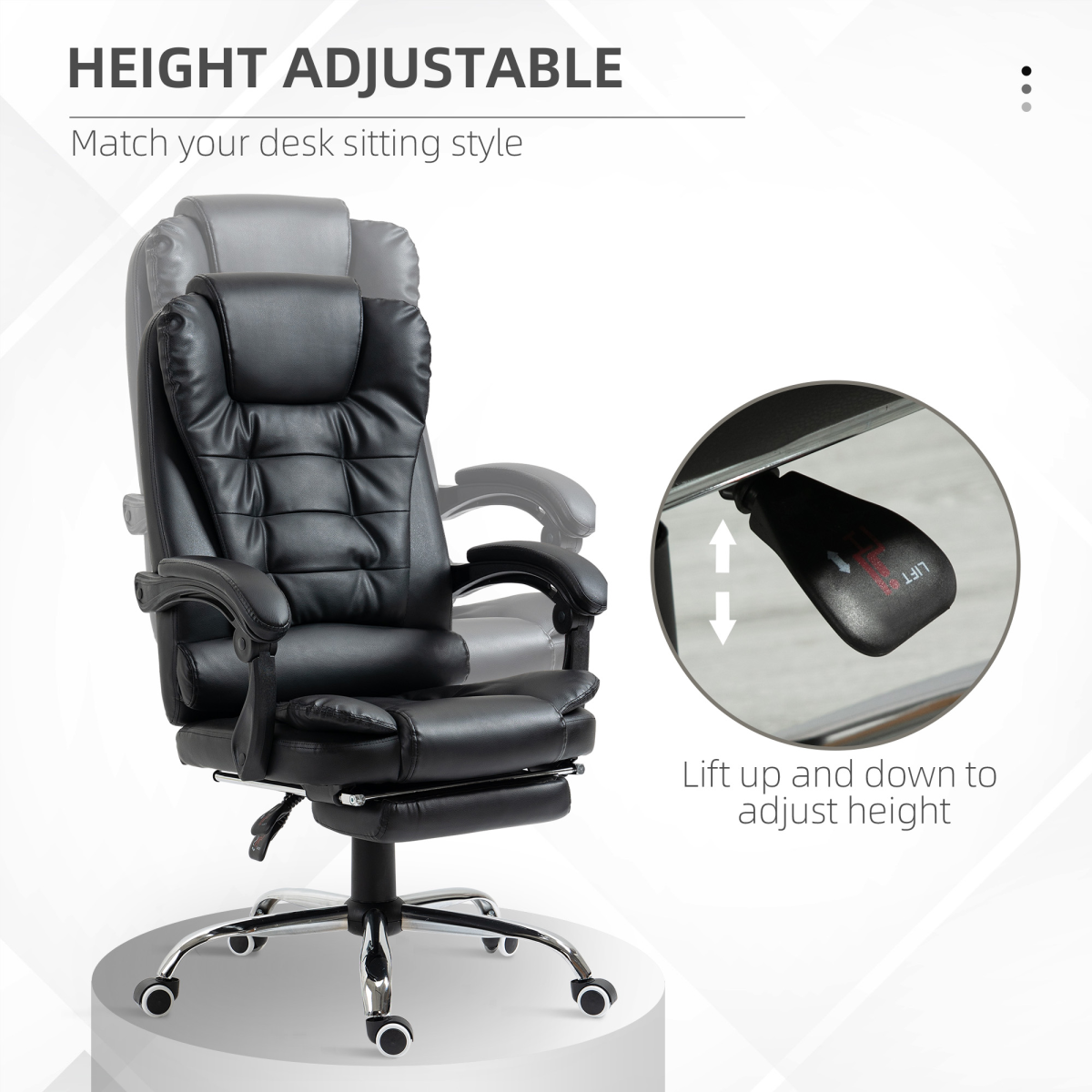 PU Leather Home Office Chair High Back Computer Chair with Swivel Wheels Black HOMCOM